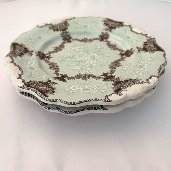Anthropologie Vintage Shabby Chic Set of 2 Etruscan Festoon Salad Plates Blue - Picture 6 of 6
